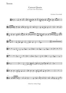 Partition ténor (alto clef), Canzon Quarta à , Canto Alto ténor Basso