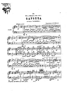 Partition complète, Gavotta par Wolfgang Amadeus Mozart