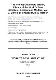 Library of the World s Best Literature, Ancient and Modern — Volume 1