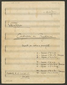 Partition de piano, 24 Caprices pour Solo violon, Paganini, Niccolò