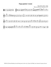 Partition One staff transcription, Fuga quatuor vocum, Kraft, Hans