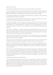 Lettre ouverte de François Bayrou à François Hollande concernant la Syrie