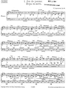 Partition complète, 6 Easy pièces, Op.59, Lyapunov, Sergey
