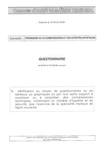 Techniques de la communication : Questions 2005 Interne Agent de maîtrise territorial