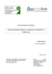 Environmental impacts evaluations methods of water use