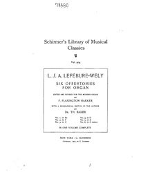 Partition complète, Six Offertoires pour orgue, Lefébure-Wély, Louis James Alfred