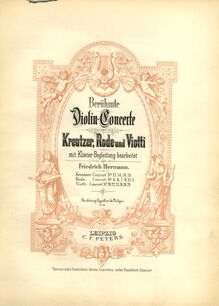 Partition couverture couleur, violon Concerto No.23 en G Major, Viotti, Giovanni Battista
