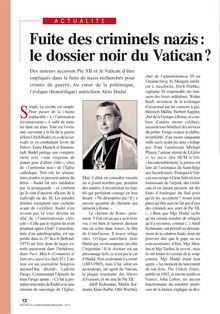 Fuite des criminels nazis : le dossier noir du Vatican ?