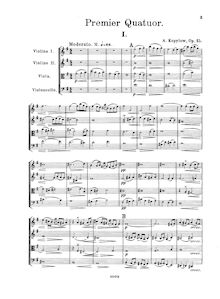 Partition complète, corde quatuor No.1, Op.15, String Quartet No.1 in G Major, Op.15