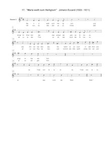 Partition Soprano 2 , partie, Maria wallt zum Heiligtum, Eccard, Johannes