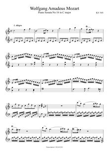 Partition , Allegro, Piano Sonata No.16, Sonata facile ; Sonata semplice ; Kleine Sonate ; Sonata for Beginners