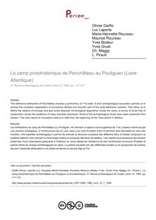 Le camp protohistorique de Penchâteau au Pouliguen (Loire-Atlantique) - article ; n°1 ; vol.12, pg 117-137