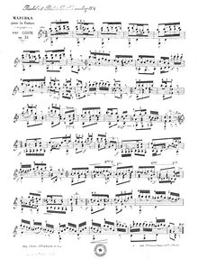 Partition complète, Mazurka pour la Guitare, Op.33, Coste, Napoléon