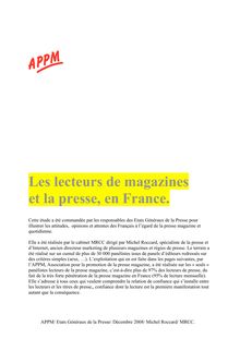 Les lecteurs de magazines et la presse, en France.