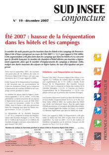 Eté 2007 : hausse de la fréquentation dans les hôtels et les campings