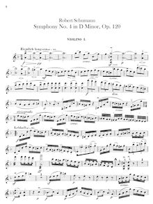 Partition violons I, Symphony No.4, Op.120, D minor, Schumann, Robert