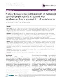 Nuclear beta-catenin overexpression in metastatic sentinel lymph node is associated with synchronous liver metastasis in colorectal cancer