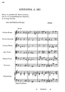 Partition complète, Sinfonia a 6, Vitali, Giovanni Battista