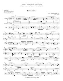 Partition , Cantilène, orgue Sonata No.11, D minor, Rheinberger, Josef Gabriel