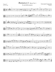 Partition ténor viole de gambe 2, alto clef, Fantasia pour 5 violes de gambe, RC 25