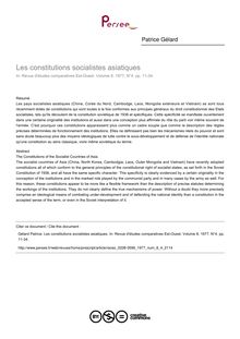 Les constitutions socialistes asiatiques - article ; n°4 ; vol.8, pg 11-34