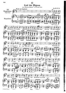 Partition , Lied der Mignon ( So lasst mich scheinen ), transposition pour low voix, 4 Gesänge aus  Wilhelm Meister , D.877 (Op.62)