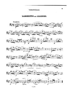Partition de violoncelle, Larghetto et Allegro, E♭ Major