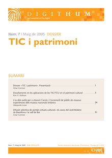 Presentació del dossier "TIC i patrimoni" (Presentación del dossier "TIC y patrimonio") (Presentation of dossier "ICT and Heritage")
