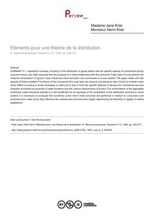 Eléments pour une théorie de la distribution - article ; n°3 ; vol.5, pg 342-371