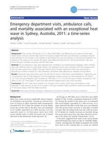 Emergency department visits, ambulance calls, and mortality associated with an exceptional heat wave in Sydney, Australia, 2011: a time-series analysis