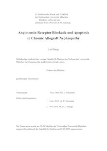 Angiotensin receptor blockade and apoptosis in chronic allograft nephropathy [Elektronische Ressource] / Lei Zhang