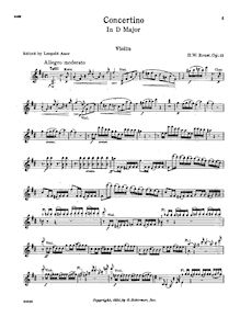 Partition violon solo , partie, Concertino en D, Op.12, Concertino in D Major, Op.12