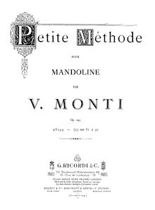Partition complète, Petite Methode pour mandoline, Monti, Vittorio