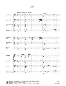 Partition , Scherzo: Allegro, Symphony No.2, D major, Beethoven, Ludwig van
