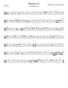 Partition ténor viole de gambe 1, alto clef, pavanes et Galliards à 4 par Balthasar Fritsch