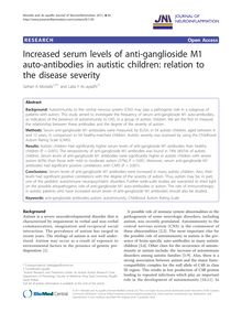 Increased serum levels of anti-ganglioside M1 auto-antibodies in autistic children: relation to the disease severity