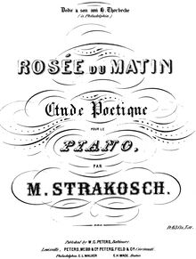 Partition complète, Rosée du Matin, Etude Poetique, Strakosch, Maurice