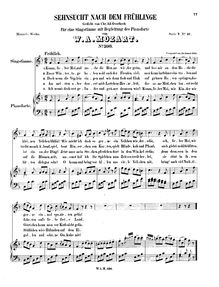 Partition complète, Sehnsucht nach dem Frühling, Sehnsucht nach dem Frühlinge par Wolfgang Amadeus Mozart