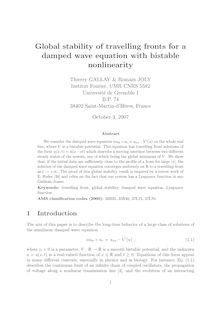 Global stability of travelling fronts for a damped wave equation with bistable