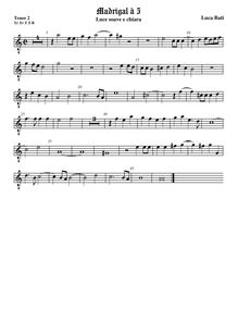 Partition ténor viole de gambe 2, octave aigu clef, Luce soave e chiara