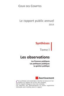 Synthèse du rapport public annuel 2014 - Cour des comptes