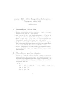 Master ESA Séries Temporelles Multivariées
