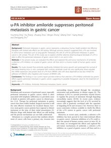 u-PA inhibitor amiloride suppresses peritoneal metastasis in gastric cancer