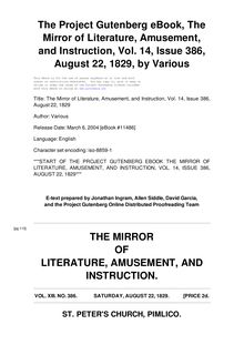 The Mirror of Literature, Amusement, and Instruction - Volume 13, No. 386, August 22, 1829