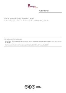 Loi et éthique chez Kant et Lacan - article ; n°83 ; vol.89, pg 450-468