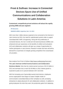 Frost & Sullivan: Increase in Connected Devices Spurs Use of Unified Communications and Collaboration Solutions in Latin America