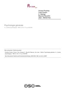 Psychologie générale - compte-rendu ; n°4 ; vol.84, pg 602-609