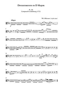 Partition viole de gambe, Divertimento, Salzburg Symphony No. 1