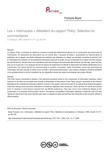 Les « internautes » débattent du rapport Théry. Sélection et commentaires - article ; n°71 ; vol.13, pg 83-105