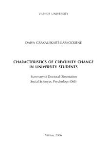 Studentų kūrybiškumo kaitos ypatumai ; Characteristics of creativity change in university students